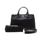 Chanel Black Calfskin Leather Handbag with Shoulder Strap