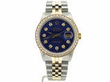 Pre Owned Mens Rolex Two-Tone Diamond Datejust with a Blue Dial 16013