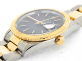 Pre Owned Mens Rolex Two-Tone Datejust with a Black Dial 16263