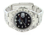 PRE OWNED MENS ROLEX STAINLESS STEEL EXPLORER II WITH A BLACK DIAL 16570