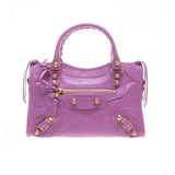 Balenciaga 309544 Light Purple Lambskin Gold Giant 12 Mini City Motorcycle Handb