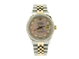 Pre Owned Mens Rolex Two-Tone Datejust Diamond Pink MOP 16013