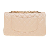 Chanel Beige Caviar Leather Quilted Classic Large Chain Bag