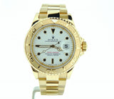 PRE OWNED MENS ROLEX YELLOW GOLD YACHT-MASTER DATE WITH A WHITE DIAL 16628