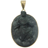 Lavastone high relief cameo gold pendant