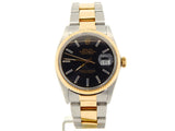 Pre Owned Mens Rolex Two-Tone Datejust with a Black Dial 16013