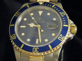 PRE OWNED MENS ROLEX TWO-TONE SUBMARINER DATE WITH A BLUE DIAL 16803