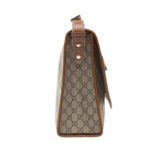 Gucci 246411 Beige/Ebony GG Supreme Canvas with Brown Leather Trim Crossbody Bag