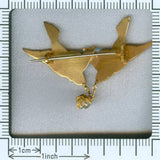 Victorian gold  two swallows brooch
