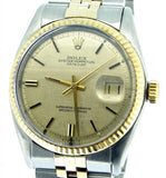 Pre Owned Mens Rolex Two-Tone Datejust with a Gold Linen Dial 1601