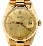 Pre Owned Mens Rolex Yellow Gold Datejust with a Gold Champagne Dial 1601