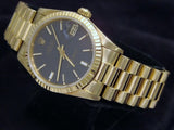 Pre Owned Mid Size Rolex Yellow Gold Datejust President with a Blue Dial 68278