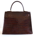Hermes Kelly 28 Havane crocodile Porosus
