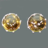 Art Deco green cabochon stud earrings