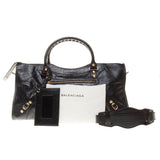 Balenciaga Black Lambskin Gold Giant 12 Part-Time Motorcycle Handbag