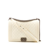 CHANEL White Medium Boy Bag