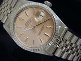 Pre Owned Mens Rolex Stainless Steel Datejust with a Salmon Dial 16030