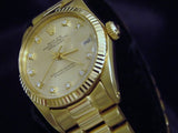 Pre Owned Mid-Size Rolex Yellow Gold Datejust President Champagne Diamond 6827