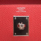 Hermes Rouge Pivoine Clemence Leather Kelly 32cm (R Stamp)