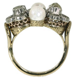 Estate ring with diamonds and pearls