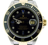 PRE OWNED MENS ROLEX TWO-TONE SUBMARINER DATE WITH A SERTI DIAL 16613