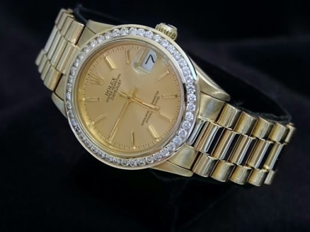 Pre Owned Mid-Size Yellow Gold Datejust President Diamond Champagne 68278