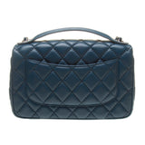 Chanel A94178 Teal Blue Lambskin Quilted Small Chain Bag