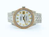 Pre Owned Mens Rolex Stainless Steel Datejust Diamond White MOP 1603