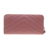 YSL / Saint Laurent 358094 Old Rose Matelasse Calf Leather Zip Around Long Walle