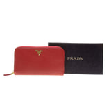 Prada Red Saffiano Leather Zippy Long Wallet