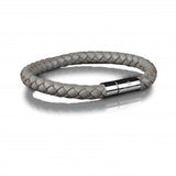 LEATHER BRACELET 6MM - STEEL