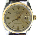 Pre Owned Mens Rolex Two-Tone Datejust with a Gold Linen Dial 1601