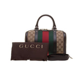 Gucci 269876 Beige/Ebony GG Fabric with Brown Leather Trim Handbag