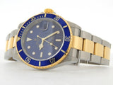 PRE OWNED MENS ROLEX TWO-TONE SUBMARINER DATE WITH A BLUE DIAL 16613T