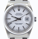 Pre Owned Mens Rolex Stainless Steel Datejust with a White Dial 16200