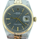 Pre Owned Mens Rolex Two-Tone Datejust with a Slate Dial 1601