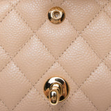 Chanel Beige Caviar Leather Quilted Classic Large Chain Bag
