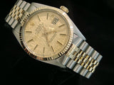 Pre Owned Mens Rolex Two-Tone Datejust with a Gold Linen Dial 16013