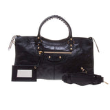 Balenciaga Black Lambskin Gold Giant 12 Part-Time Motorcycle Handbag