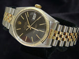 Pre Owned Mens Rolex Two-Tone Datejust with a Black Dial 1601