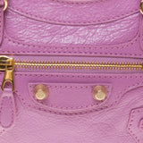 Balenciaga 309544 Light Purple Lambskin Gold Giant 12 Mini City Motorcycle Handb
