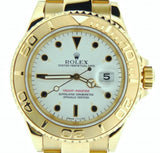 PRE OWNED MENS ROLEX YELLOW GOLD YACHT-MASTER DATE WITH A WHITE DIAL 16628