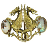 Victorian brooch with two griffins