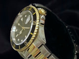 PRE OWNED MENS ROLEX TWO-TONE SUBMARINER DATE WITH A BLACK DIAL 16613