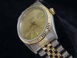Pre Owned Mens Rolex Two-Tone Datejust with a Gold Champagne Dial 16013