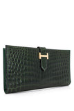 Vert Emeraude Porosus Crocodile Lisse Bearn Wallet