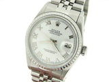 Pre Owned Mens Rolex Stainless Steel Datejust with a White Roman Dial 16030