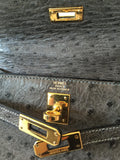 Hermès Kelly 20 Ostrich Sellier Bleu Gris
