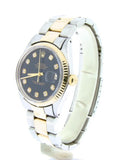 Pre Owned Mens Rolex Two-Tone Datejust with a Black Diamond Dial 1601