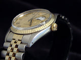 Pre Owned Mens Rolex Two-Tone Datejust with a Gold Roman Dial 16013
